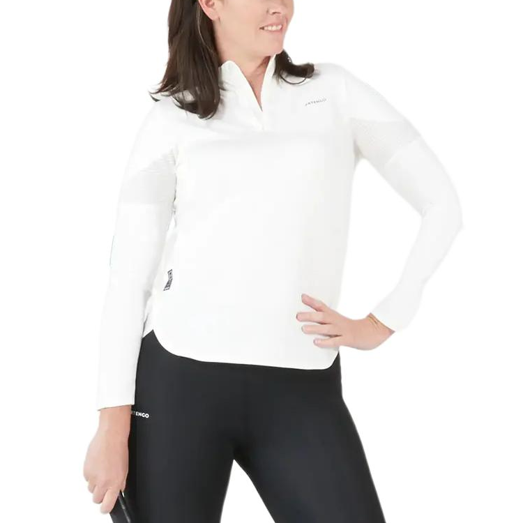 DECATHLON T Shirts Women's Ecru Stand Collar Moderate Straight Fit