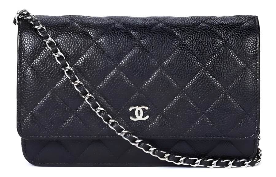 CHANEL Grain Embossed Calfskin Chain Bag, Pochette, Shoulder Bag Women's Black