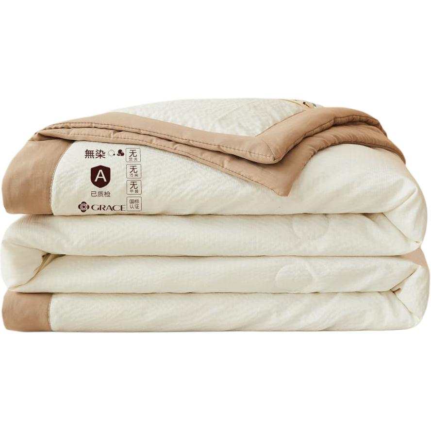 GRACE GRACE Unbleached Bubbles Checkered Edge Summer Quilt, Synthetic Fiber Comforters