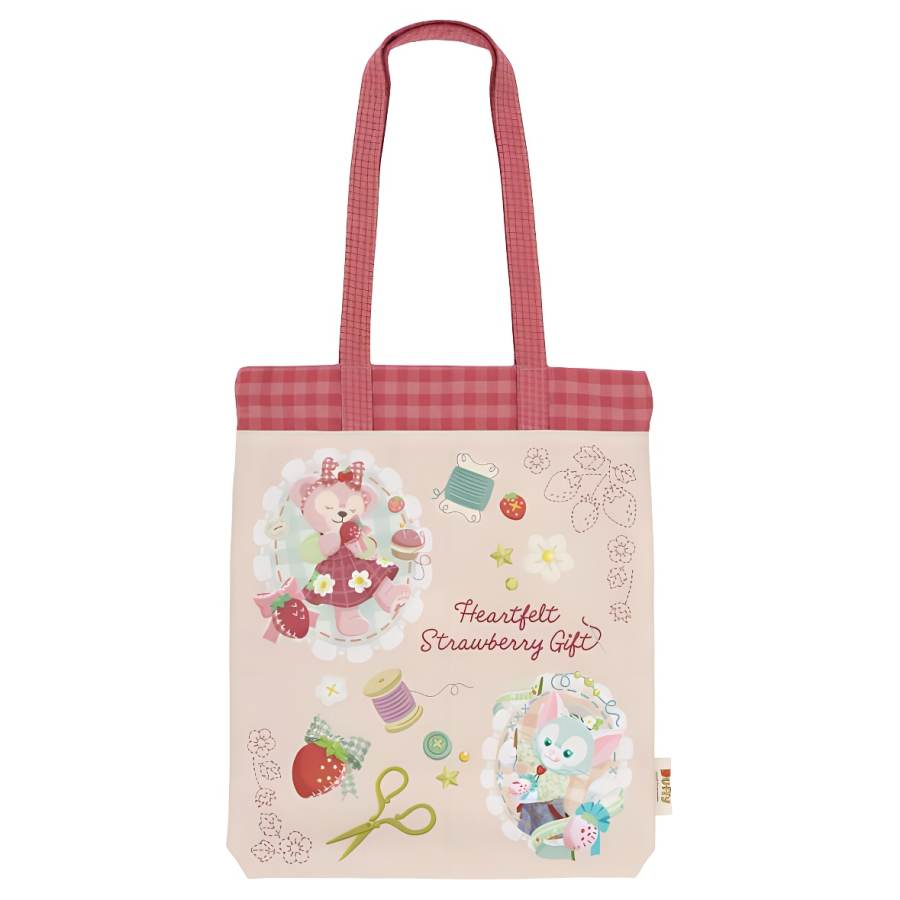 Disney 2024 Duffy And Friends Heart Shaped Strawberry Canvas IP Merch Handbag Regular Unisex Ecru