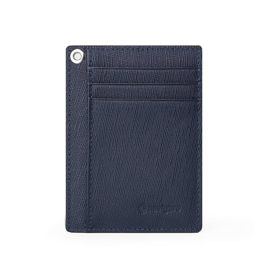 NAVIGARE Cow Leather, Textile Card Holder Business Card Case Regular Men's Blue Black