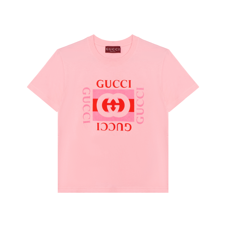 GUCCI T Shirts Women's Pink Crew Neck Moderate Straight Fit