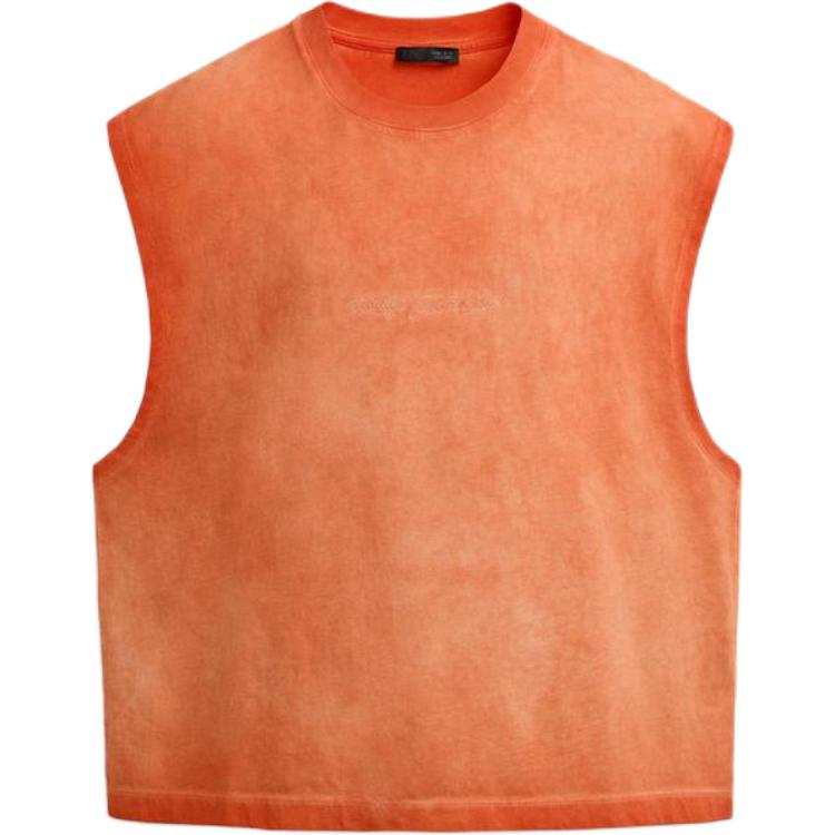 ZARA Tank Tops Men's Orange Crew Neck Moderate Other