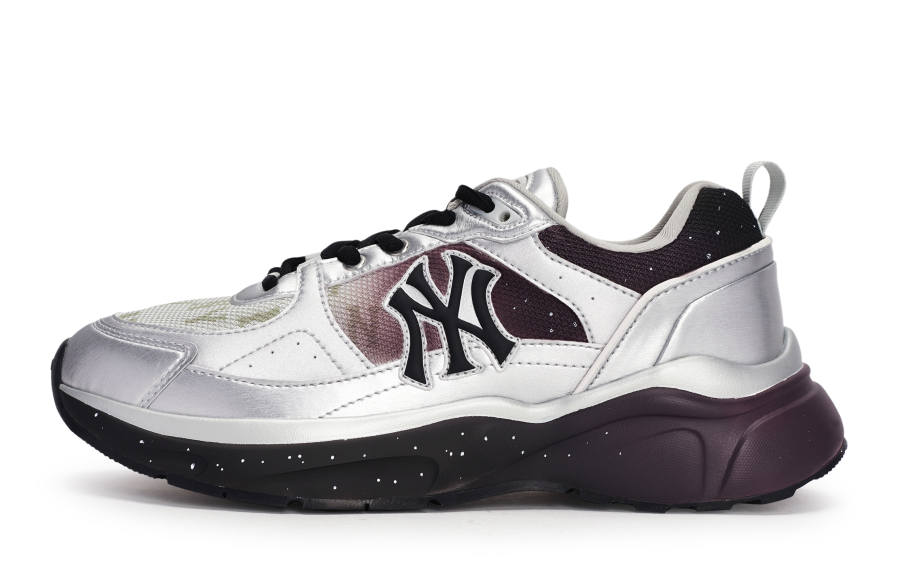 MLB Fast Ball Classic Monogram Abrasion Resistant Low top Running Shoes Unisex Black Silver Purple