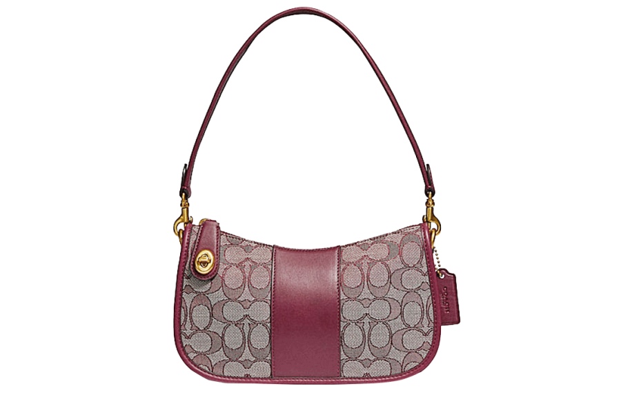 COACH Swinger Jacquard Fabric With Leather Shoulder Bag, Pochette, Shoulder Bag, Crossbody Bag Women's