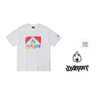 BURNIN T Shirts Unisex White Crew Neck Moderate Straight Fit