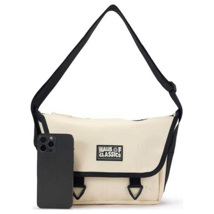 PUMA Artificial Leather With Textile Messenger Bag, Shoulder Bag Unisex Almond Candy