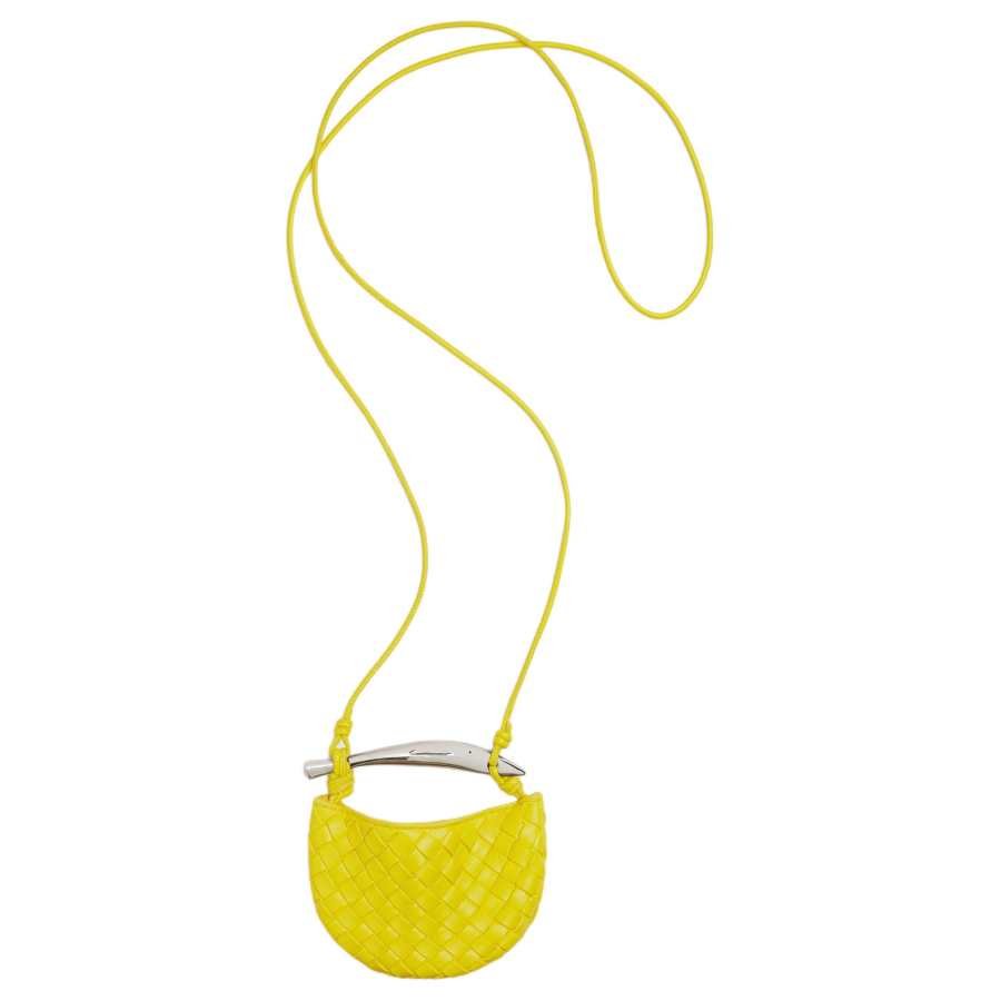Bottega Veneta Intrecciato Lambskin One Shoulder Handbag Mini Women's Yellow