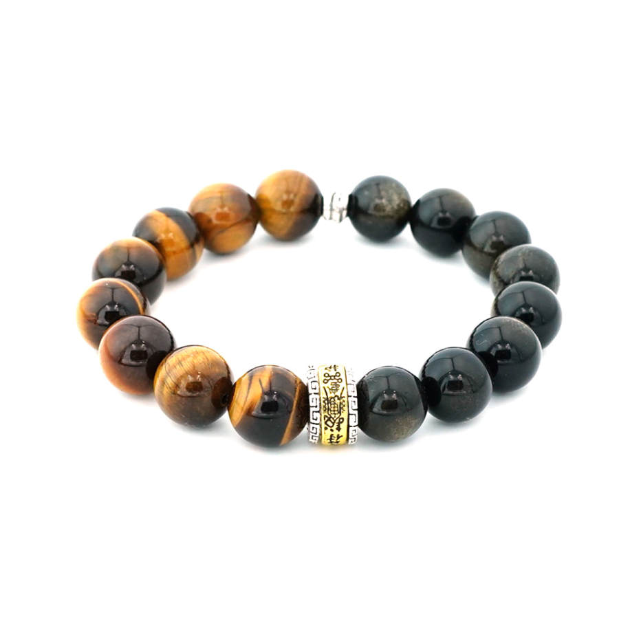 PAUL COSTELLOE Tiger's Eye Stone Beaded Bracelet, Premium Box Unisex