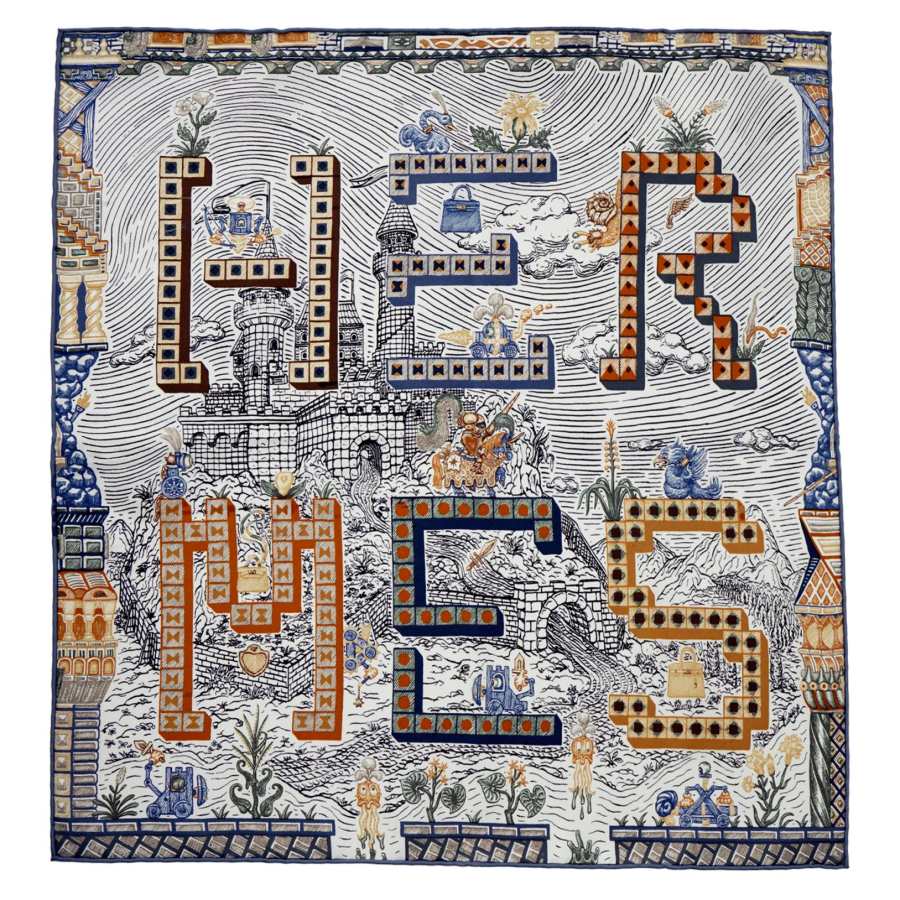 HERMES HERMES Detail Scarves Unisex Gray