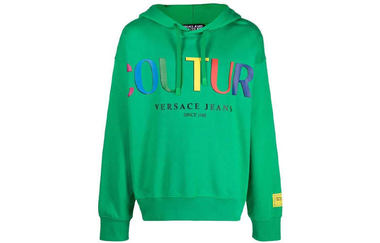 VERSACE JEANS COUTURE Sweatshirts Men's Green Hooded Moderate Regular