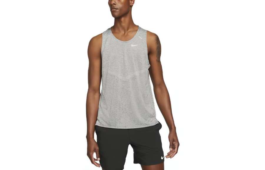 Nike Nike Dri Fit Tank Tops Men's Gray Crew Neck Moderate Straight Fit