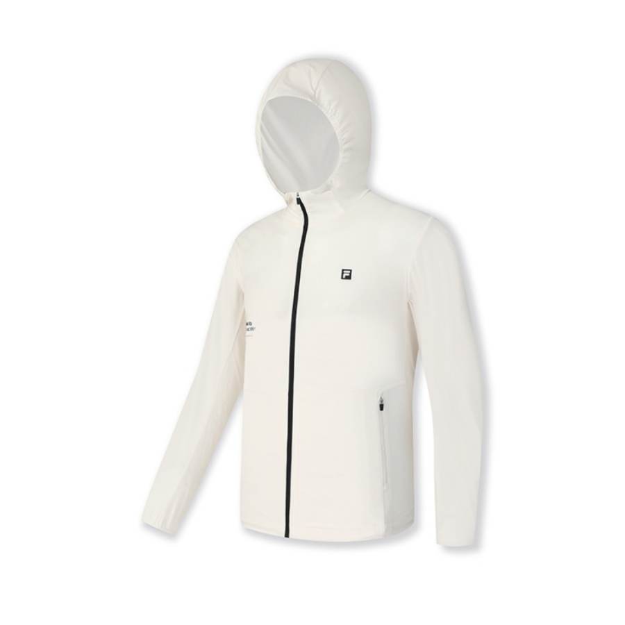 FILA Fitness Trench Coats Men's Brown White WT Hooded Thin Other