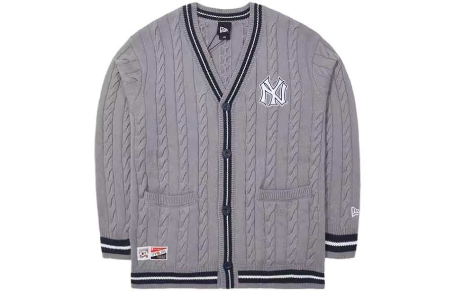 New Era MLB College Style Series Knitwear Unisex Gray V Neck Moderate Cardigan