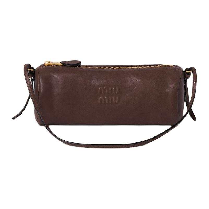 MIU MIU Lambskin Handheld Shoulder Bag Women's Heather Wood Color