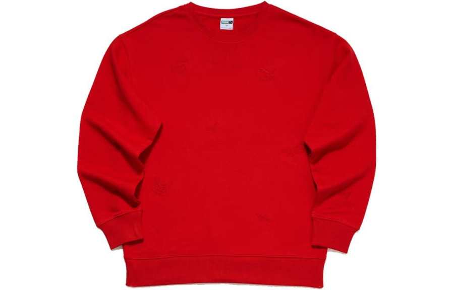 PUMA PUMA Sweatshirts Unisex Red Crew Neck Moderate Regular