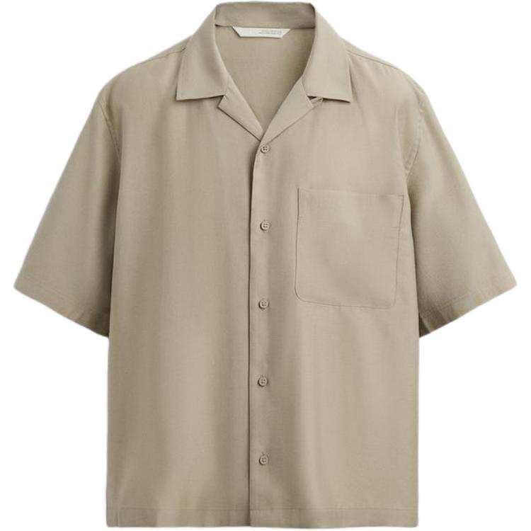 ZARA Shirts Men's Olive Green Lapel Moderate