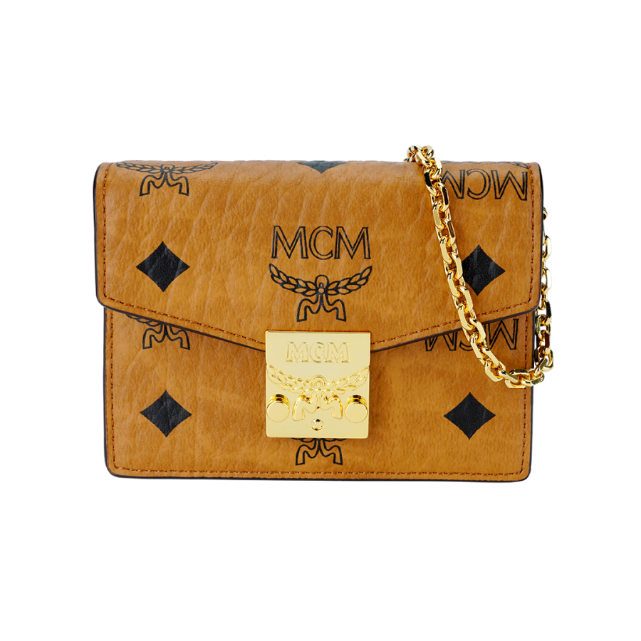 MCM Tracy Nappa Leather Shoulder Bag, Crossbody Bag, Wallet Mini Women's Cognac