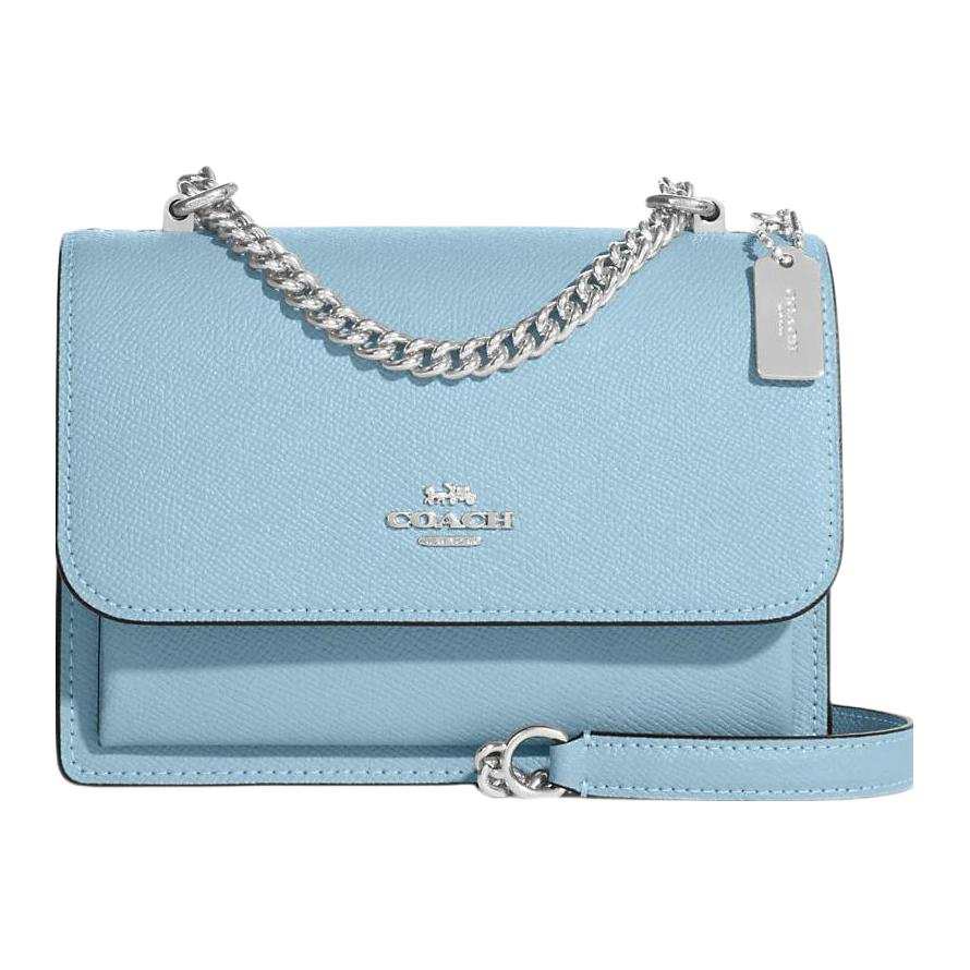 COACH Klare Split Cow Leather Envelope Bag, Crossbody Bag, Shoulder Bag Mini Women's Sky Blue