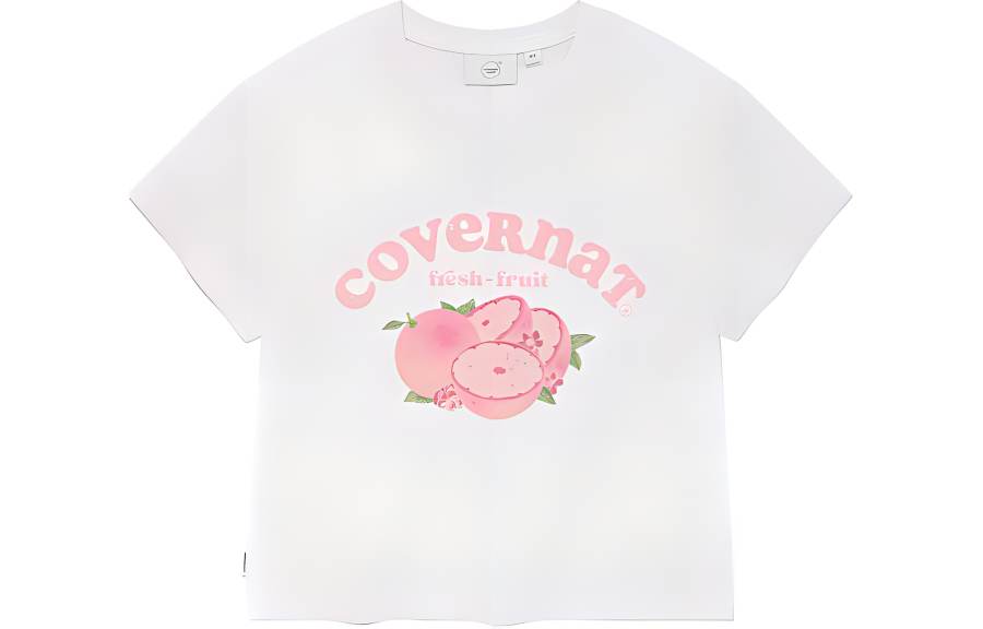 COVERNAT T Shirts Women's White Crew Neck Moderate Straight Fit