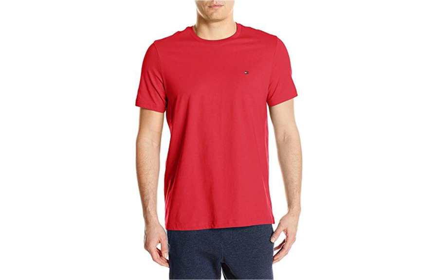 Tommy Hilfiger T Shirts Men's Red Crew Neck Thin