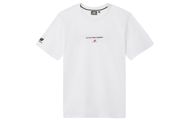 New Balance New Balance T Shirts Men's White Crew Neck Moderate Straight Fit