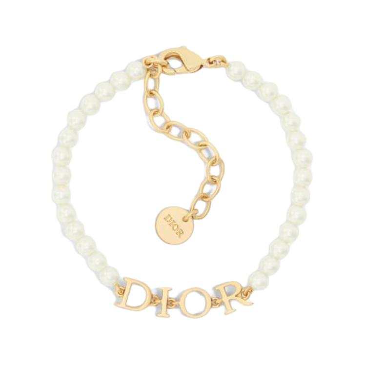 DIOR Christian DIOR Pre Owned 18K Yellow Gold DIORevolution Faux pearl Bracelet