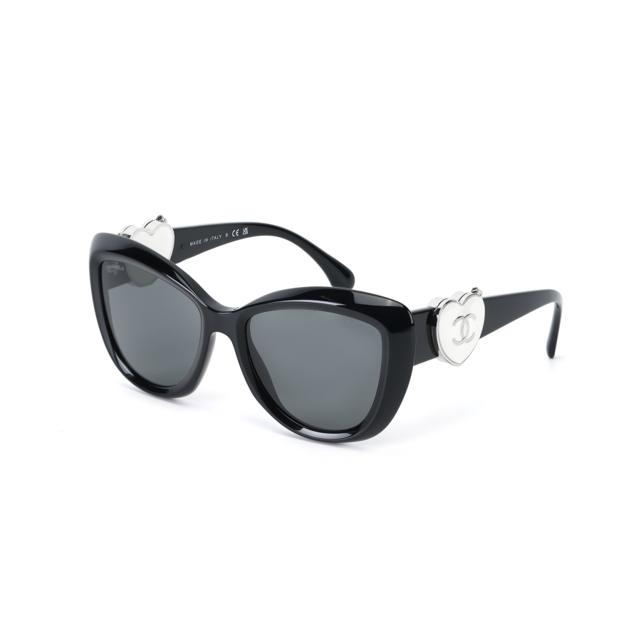 CHANEL Acetate Cat Eye Sunglasses Unisex Black