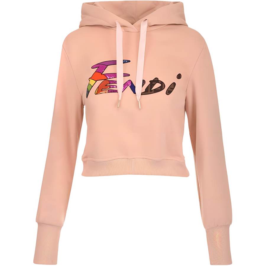 FENDI Sweatshirts Women's Pink Hooded Moderate Regular