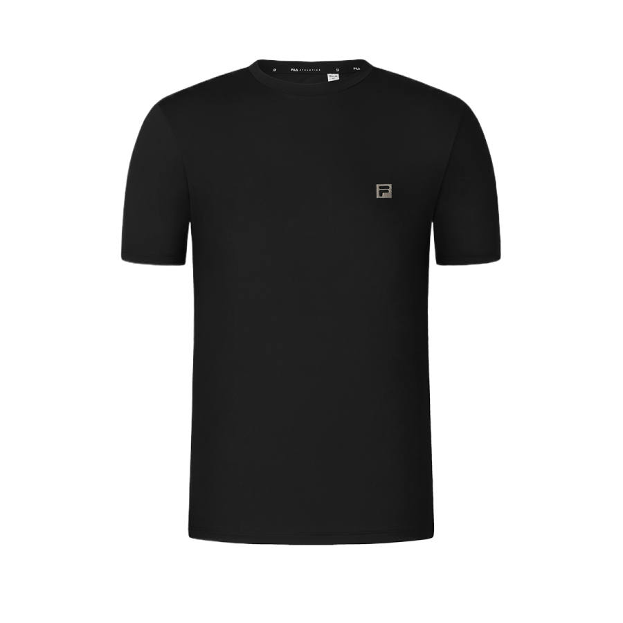 FILA Fitness T Shirts Men's Pitch Black Crew Neck Moderate