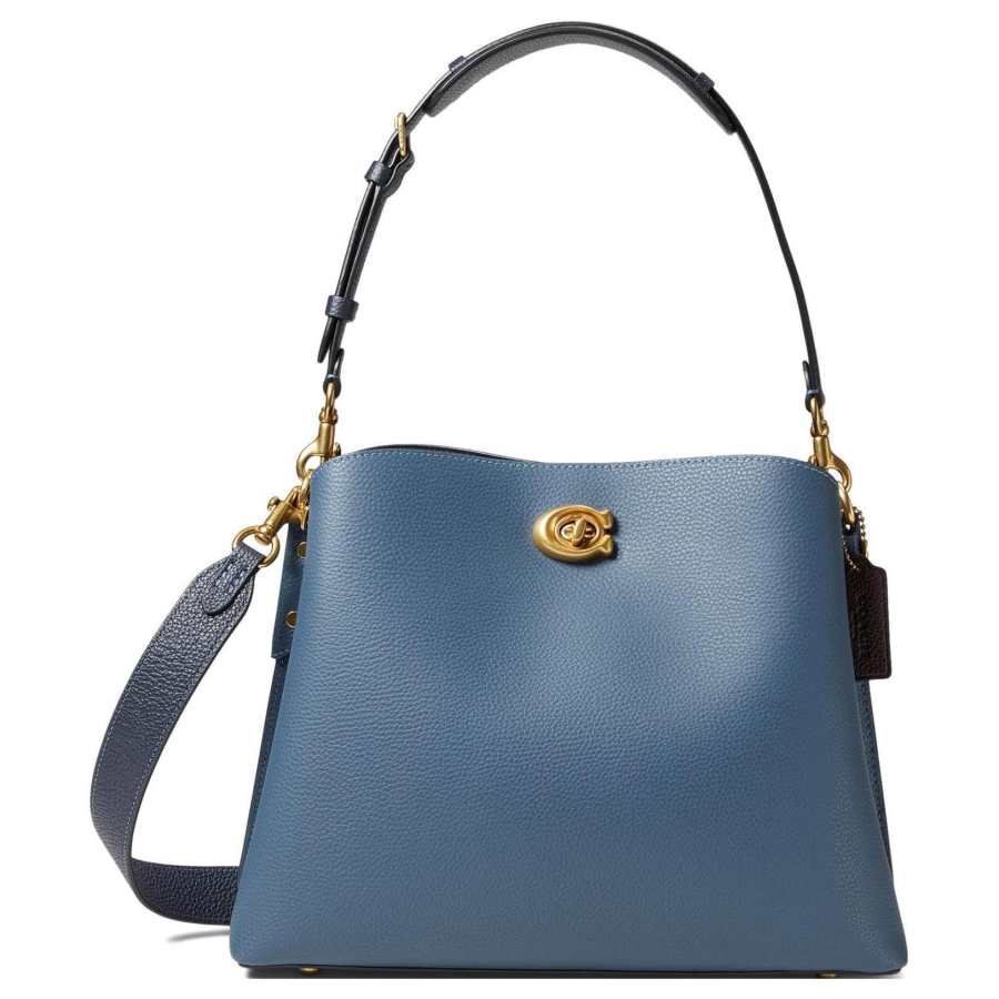 COACH Willow Pebbled Leather Crossbody One Shoulder Handbag Women's Dark Blue