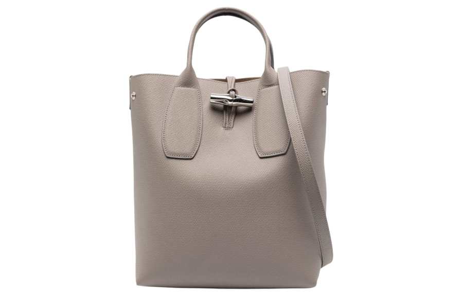 LONGCHAMP Roseau Cow Leather Tote Bag, Shopping Bag, Handbag, Shoulder Bag, Crossbody Bag Medium Women's Streptopelia