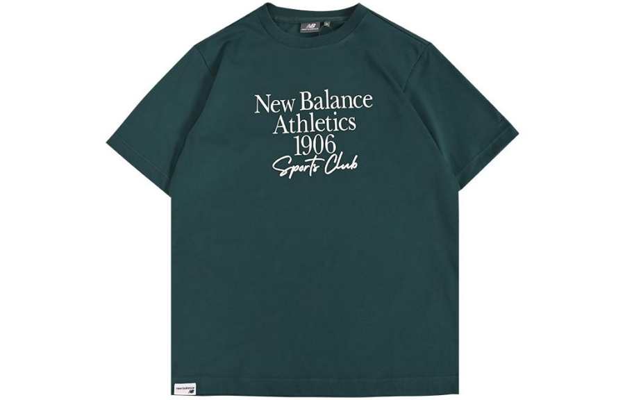 New Balance New Balance T Shirts Men's Dark Green Crew Neck Moderate Straight Fit