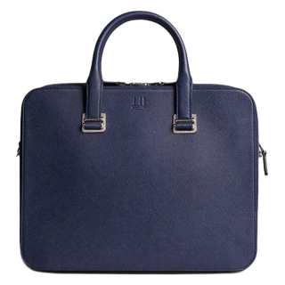 Dunhill Full Grain Calfskin Leather Portable One Shoulder Crossbody Briefcase Men's Marine Blue