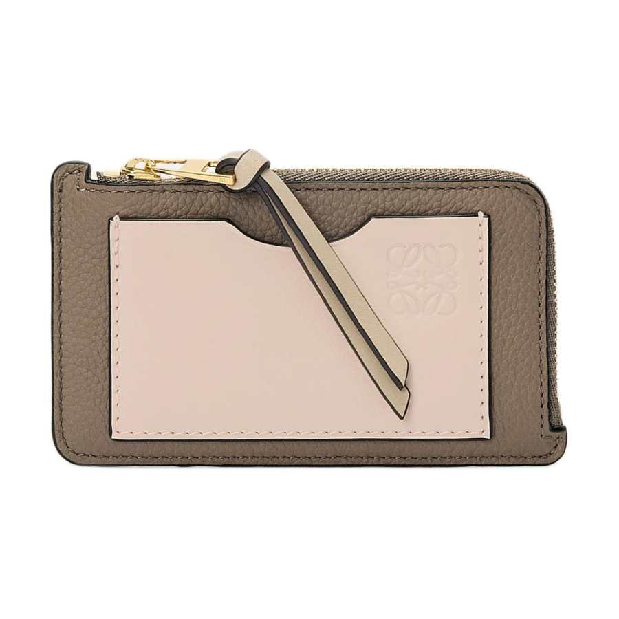 LOEWE Cow Leather Card Holder Women's Taupe With Talc