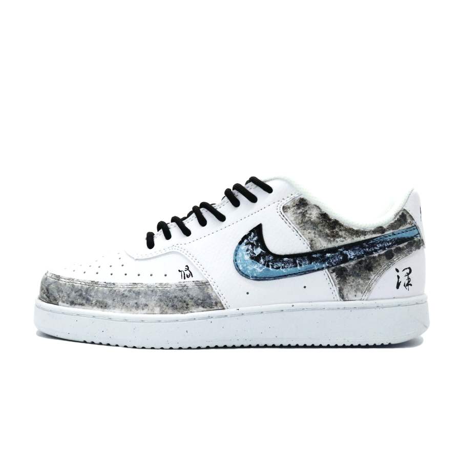 Nike Nike Court Vision 1 Wear resistant And Lightweight Low top Skateboard Shoes Men's Blue Black White