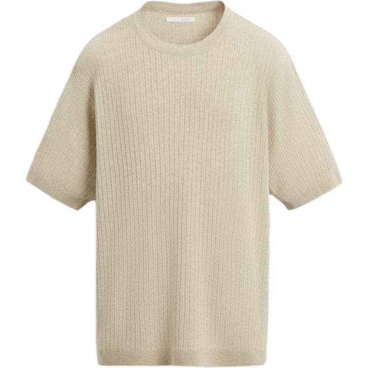 ZARA Knitwear Men's Light Beige Crew Neck Moderate Other