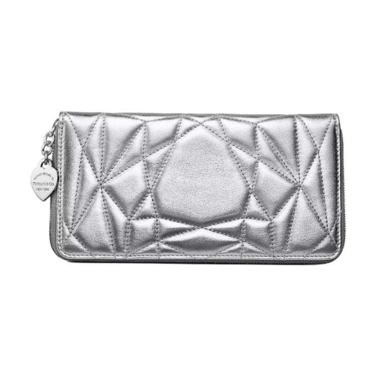 TIFFANY & CO. Return To Tiffany Collection Lambskin Wallet Large Women's Silver