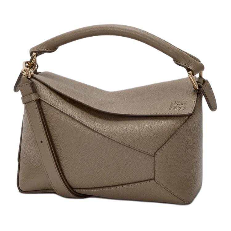 LOEWE Puzzle Grain Calfskin Handbag Small Women's Taupe