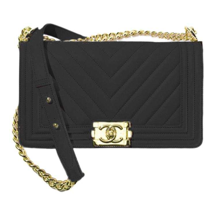 CHANEL Leboy Smooth Calfskin One Shoulder Handbag, Crossbody Bag Medium Women's Black