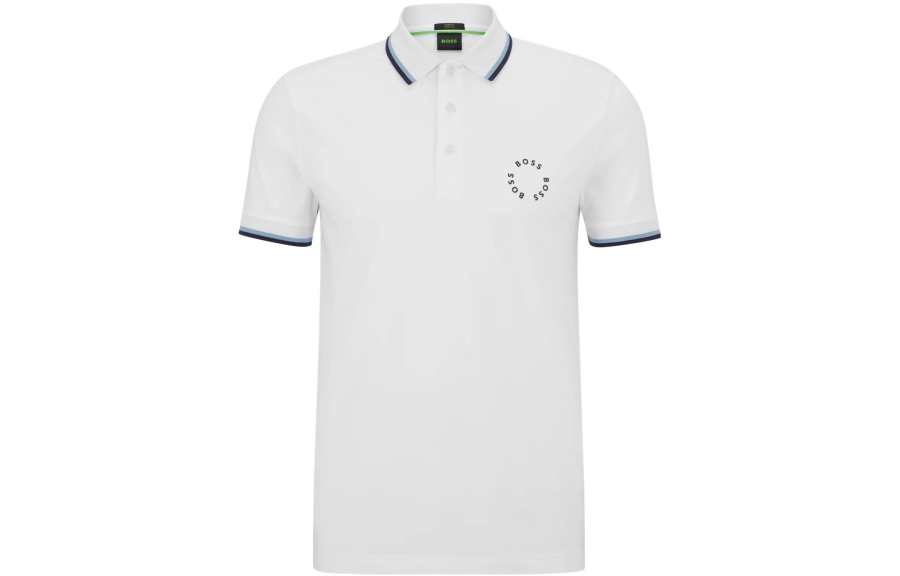 HUGO BOSS Polo Shirts Men's White Polo Collar Moderate Other