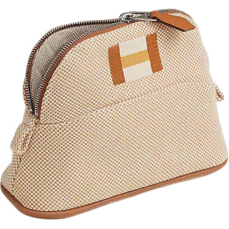 HERMES Cotton Travel Storage Bag Unisex 06 Dore Gilded Gold