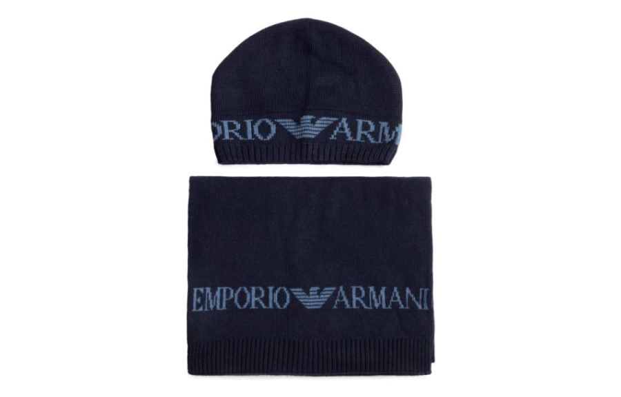 EMPORIO ARMANI Logo Jacquard Scarf And Hat Set
