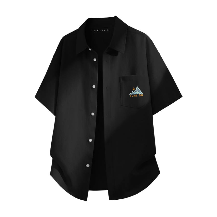Tonlion Shirts Unisex Stand Collar Moderate Shirt
