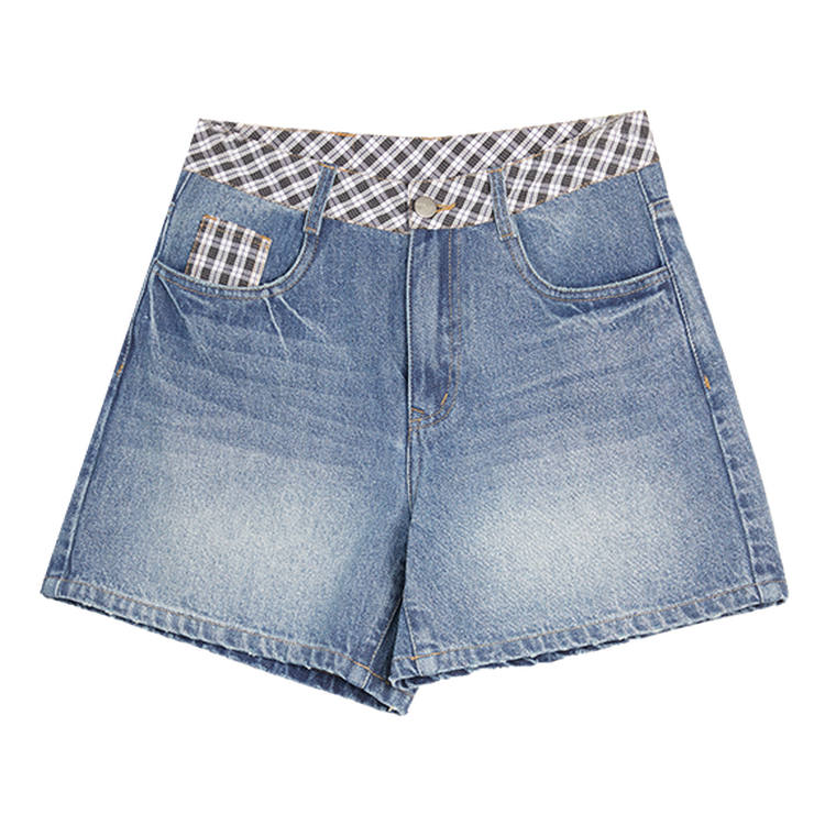 ELLE Denim Shorts Women's Denim Blue Moderate Straight Fit Pants