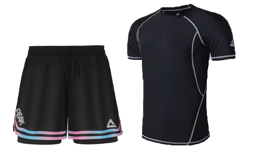 PEAK Swimming Sets Indoor And Outdoor Unisex Swimsuit Swim Trunks Two piece Set Black