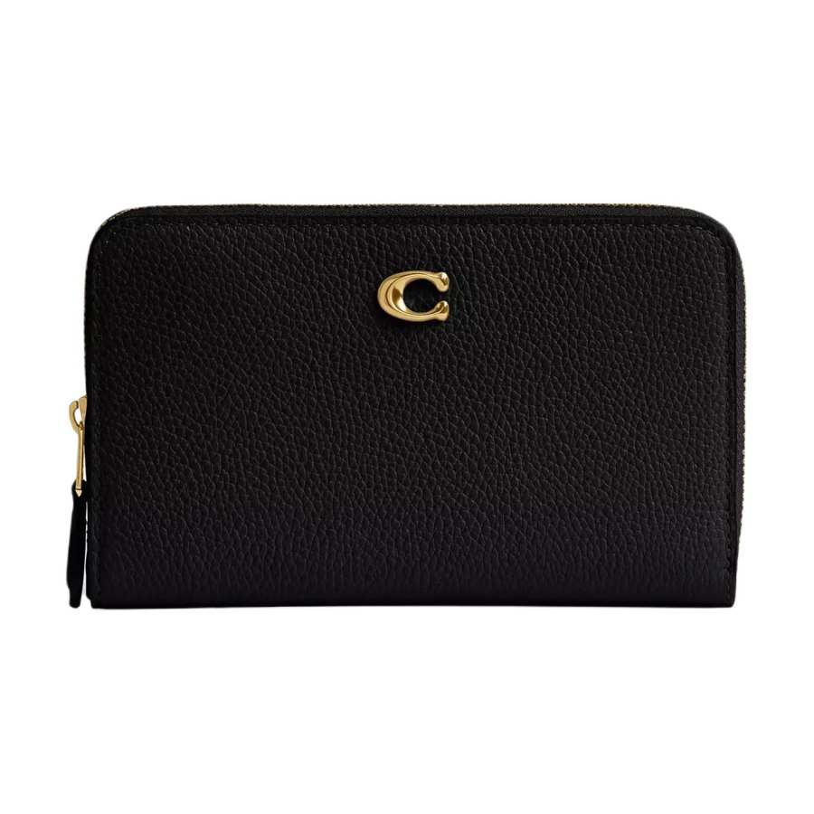COACH COACH Essential Polished Pebble Leather Wallet Women's Black