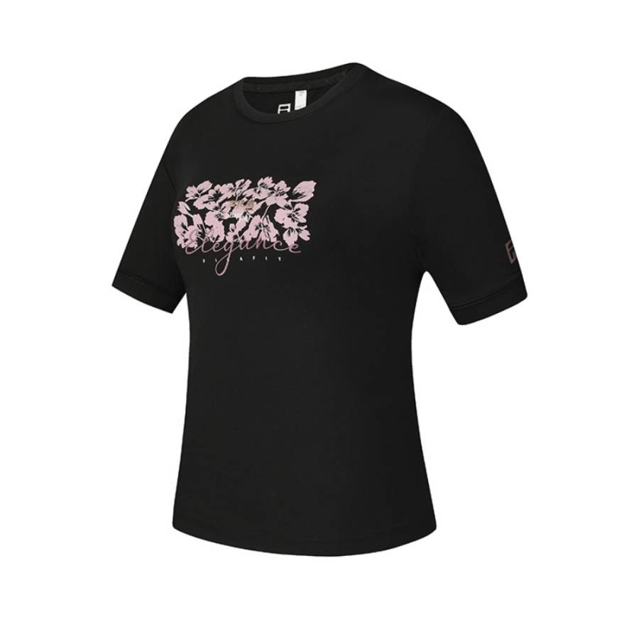 FILA Fitness T Shirts Women's Pitch Black BK Crew Neck Moderate Other
