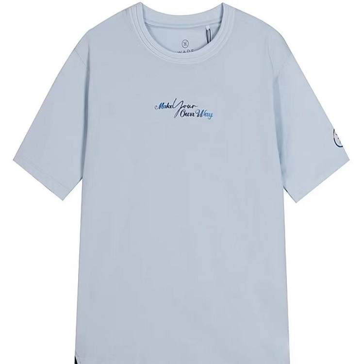 Li-Ning Li Ning T Shirts Men's Folk Blue Crew Neck Moderate
