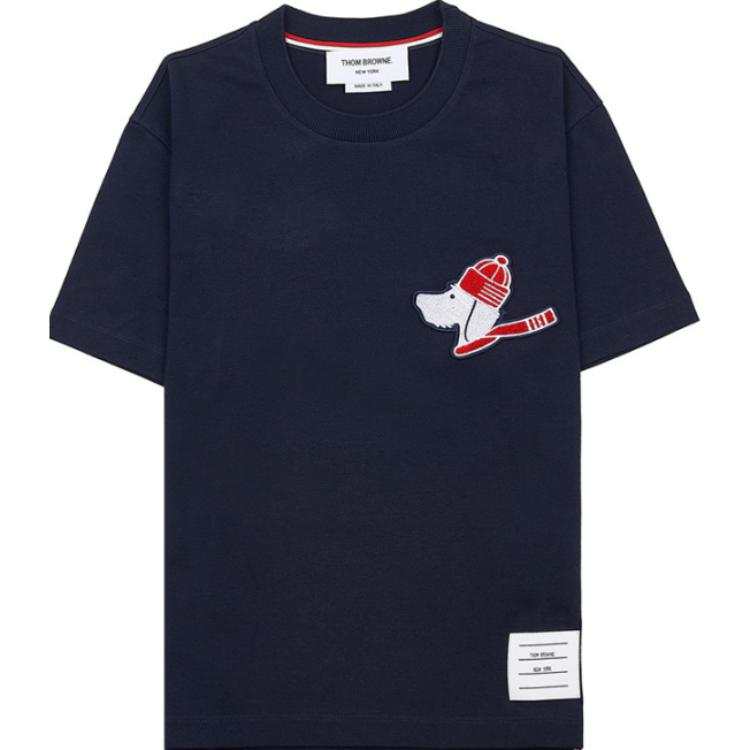 THOM BROWNE THOM BROWNE Festive Jersey Short Sleeved Button Hector T Shirt